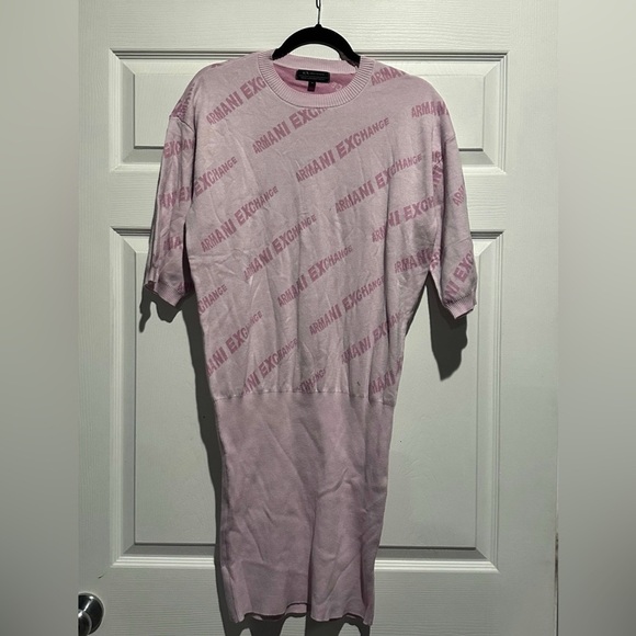 Armani Exchange Women's Short
Sleeved Password Print Knit
Bodycon Sweater Dress - Picture 3 of 6